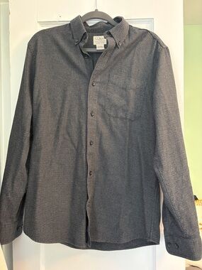 L.L. Bean Men's Dark Gray Micro-Check Button-Down Shirt
